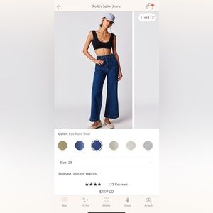 Rolla’s Sailor Jean in Eco Ruby Blue from free people